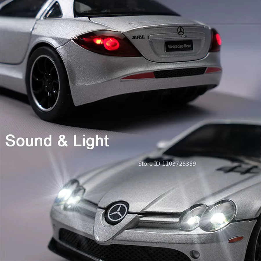 RMZ city SLR 772S 300SL Sportwagen Modell, 1:32, mit Licht und Sound, Metall - Bild 3