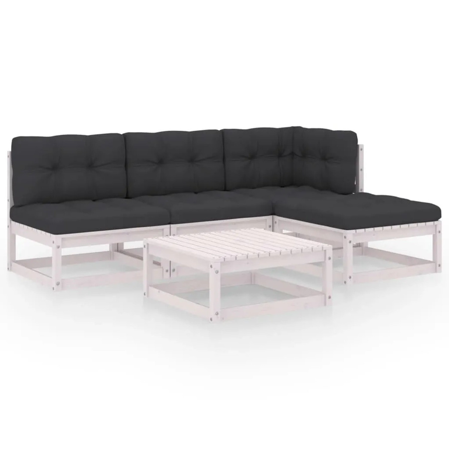 vidaXL 5-tlg Garten-Lounge-Set aus Kiefer Massivholz mit Kissen in L-Form - Bild 2