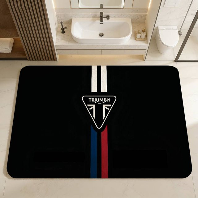 Rutschfeste T-Triumph Motorrad-Fußmatte von Potdemiel in Schwarz, B: 60,0 cm, T: 40,0 cm - Bild 1