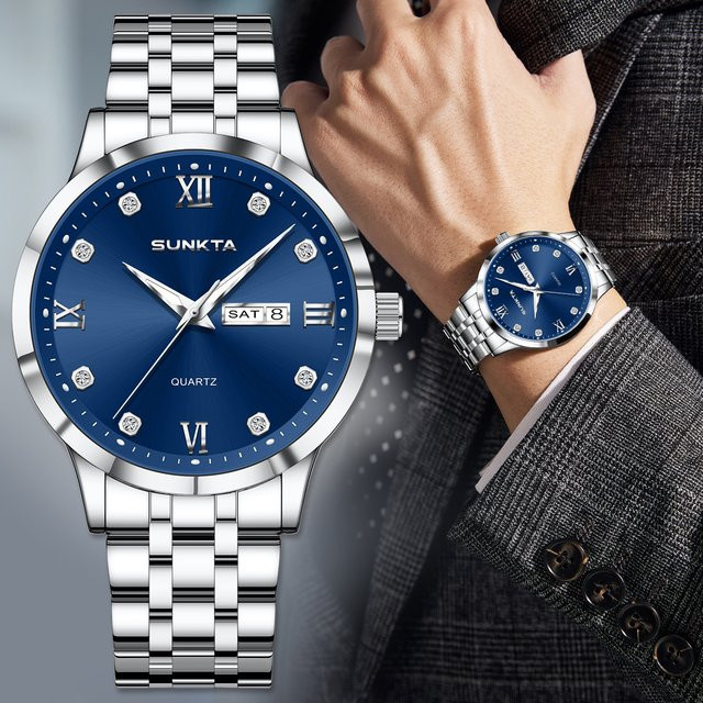 LIGE Armbanduhr, Quarz, Edelstahl, Silikon, Blau, Herren - Bild 1