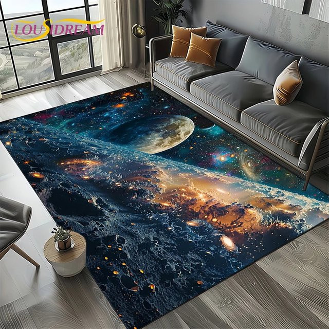 VIKAMA Space Galaxy Teppich rutschfest für dein Wohnzimmer oder Schlafzimmer - Bild 1