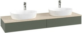 V&B Antao Waschtischunterschrank mit Frontstruktur und Beleuchtung, Farbe: Grau-Grün, B/T: 160 x 50 cm - Bild 1