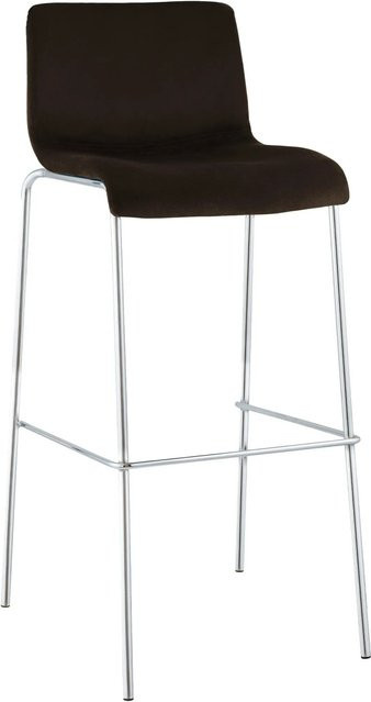 DELUKE Barhocker TENAR Samt Braun mit Lehne und silbernem Metallgestell, B/T/H: 43 x 48 x 100 cm - Bild 1