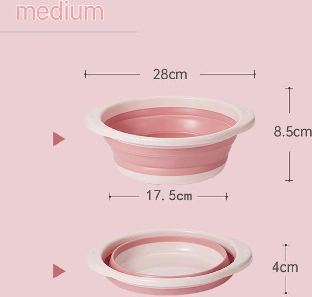 Tragbares Klappbecken von Yiran Furniture in Pink als faltbare Wäschewanne und Baby-Badewanne - Bild 1