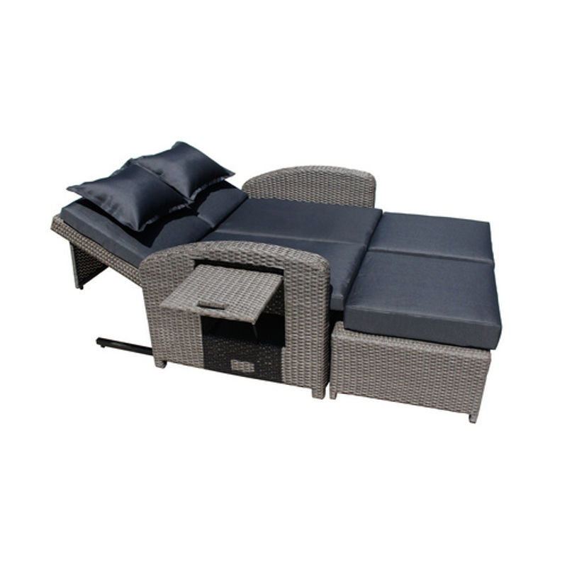 Garden Pleasure Gartensofa NIZZA in Grau mit Auflagen und Aufstelltischen, B/H/T: 117 x 93 x 74 cm - Bild 5