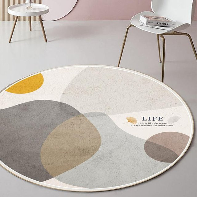 Wucifang Jewelry Moderner runder Teppich mit geometrischem Design in Multicolour, Durchmesser: 80 cm - Bild 1