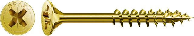 Spax Universalschraube Senkkopf mit PZ-Antrieb aus Stahl in Gold, Durchmesser: 4,5 mm, Länge: 70 mm, 10 Stück - Bild 1