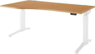 Schäfer Shop Genius Schreibtisch ERGOSTYLE S, elektrisch höhenverstellbar, einstufig, C-Fuß, Buche/weiß, B: 180 cm, T: 80-100 cm, H: 71,5-118,2 cm - Bild 1