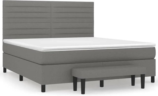 vidaXL Boxspringbett Hybrid mit Matratze und Kopfteil Dunkelgrau B/T/H: 180 x 200 x 128 cm - Bild 1