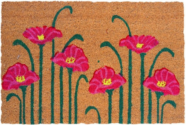 Relaxdays Fußmatte aus Kokosfaser und PVC mit Pflanzenmotiv in Natur, rutschfest und witterungsbeständig, B/T/H: 60 x 40 x 1,5 cm - Bild 1