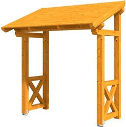 Skan Holz Haustür-Vordach Paderborn 4 aus nordischer Fichte in Eiche hell-braun, Breite: 242 cm, Tiefe: 156 cm - Bild 1