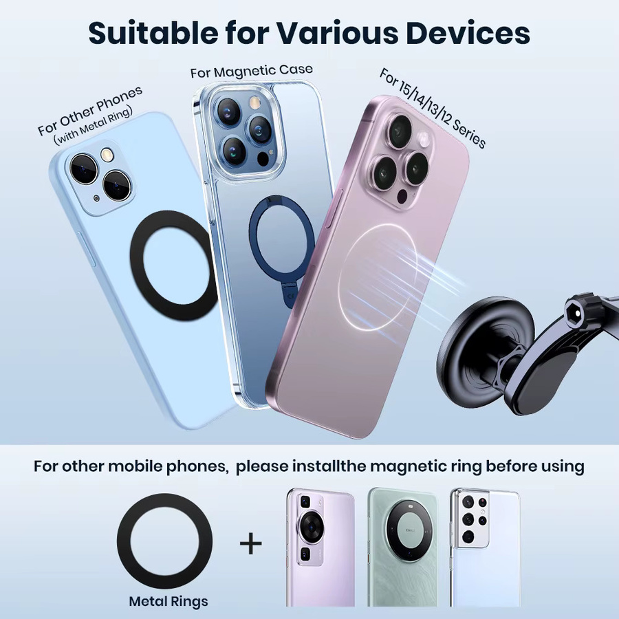 TOPK Magnetischer Autotelefonhalter in Schwarz für iPhone 15, 14, 13, 12 Pro Max mit Magsafe-Unterstützung und Metallhaken für Einhandbedienung - Bild 5