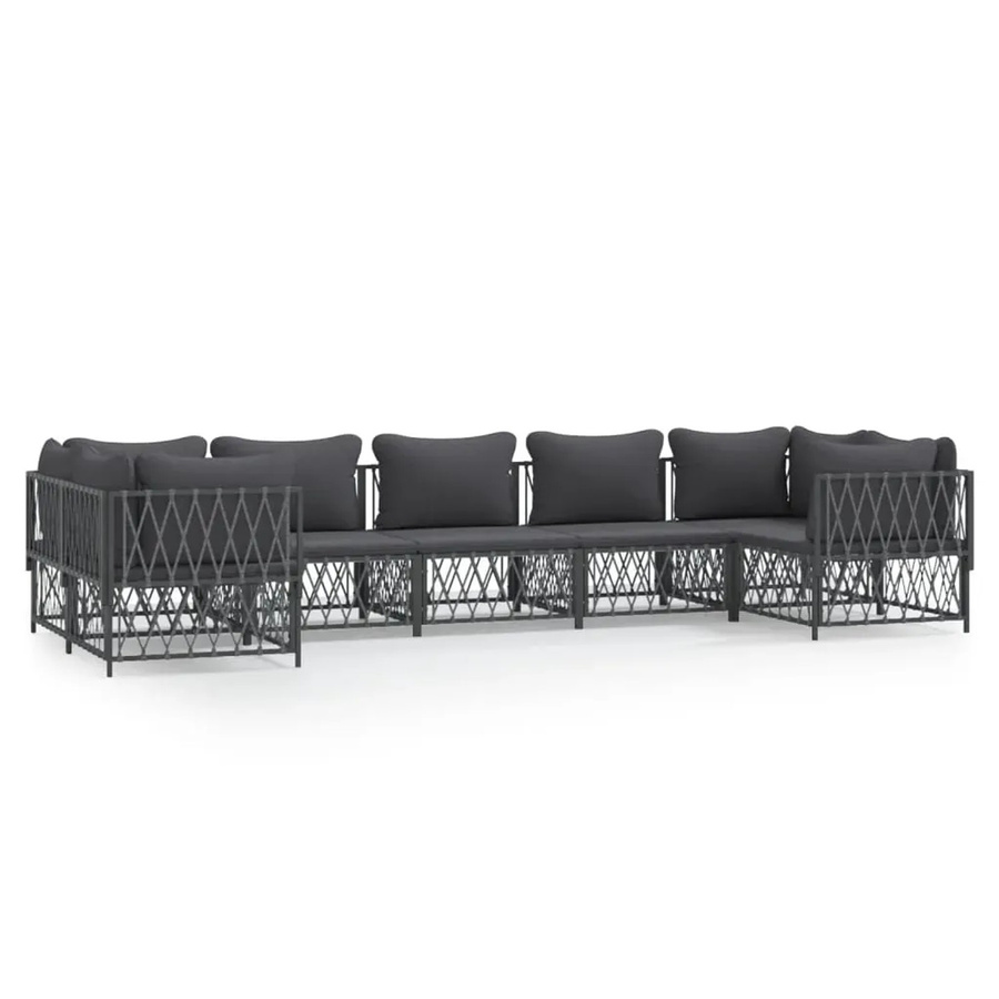 vidaXL 7-tlg. Garten-Lounge-Set in Anthrazit mit Kissen aus Textilene und pulverbeschichtetem Stahl - Bild 2