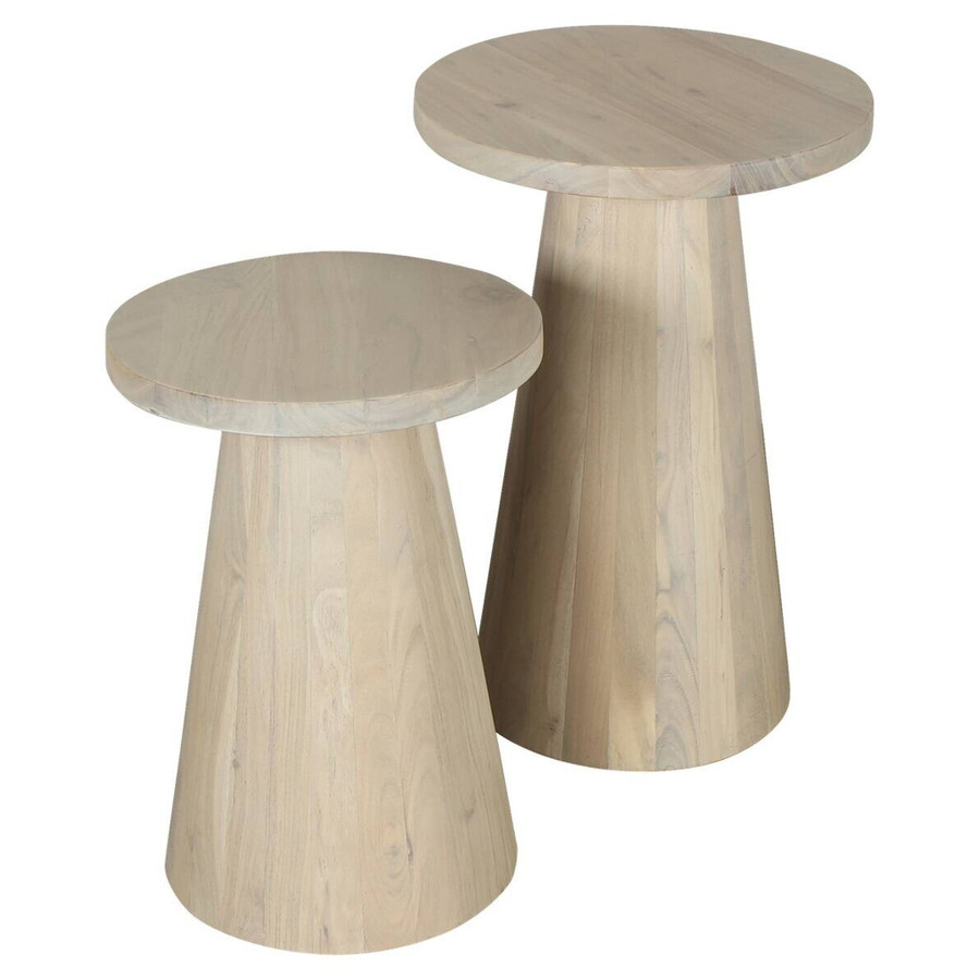 byLIVING Beistelltisch CONE 2er-Set aus Akazie in Weiß gekälkt, Höhe: 60 cm, Breite: 40 cm, Tiefe: 40 cm - Bild 2