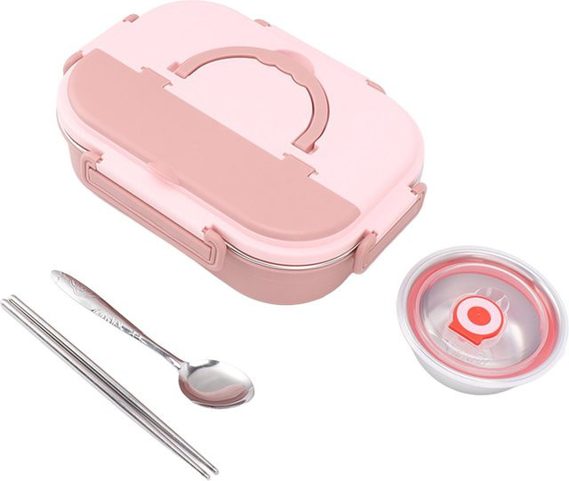TOMTOP JMS Isolierte Edelstahl Bento-Box mit 4 Fächern, auslaufsicher und rostfrei, Beige - Bild 1