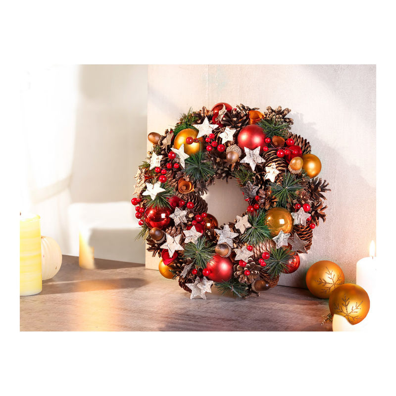 Künstlicher Deko-Kranz von MODERNE HAUSFRAU in Kupfer und Mehrfarbig für die Weihnachtsdekoration, Durchmesser: 31,0 cm - Bild 2