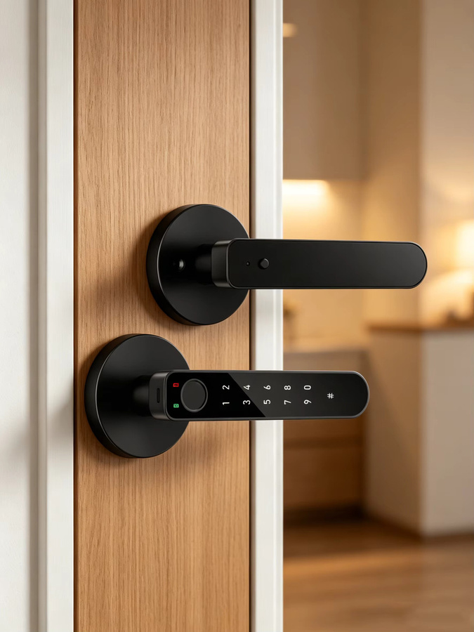 ICCSSI Smart Türschloss B208APRO in Schwarz mit Fingerabdruck, Tuya App, Passwort, IC-Karte und Schlüssel sowie mehrsprachiger Audio-Wiedergabe - Bild 7