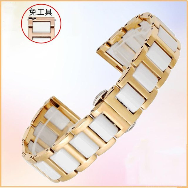 Uhrenarmband Keramik, Edelstahl, beige, Damen, Herren, 14 mm - Bild 1