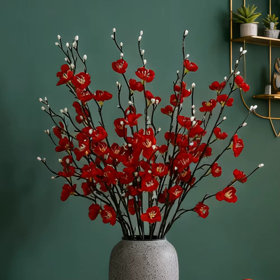 ZQCY Künstliche Pflaumenblüten und Pfirsichzweige aus Seide in Rosenrot für Garten, Hochzeit und Dekoration - Bild 1