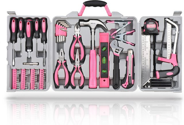WOZOBUY Haushaltswerkzeugset in Rosa mit 35 bis 71 Teilen für Haushalt und Autowartung - Bild 1