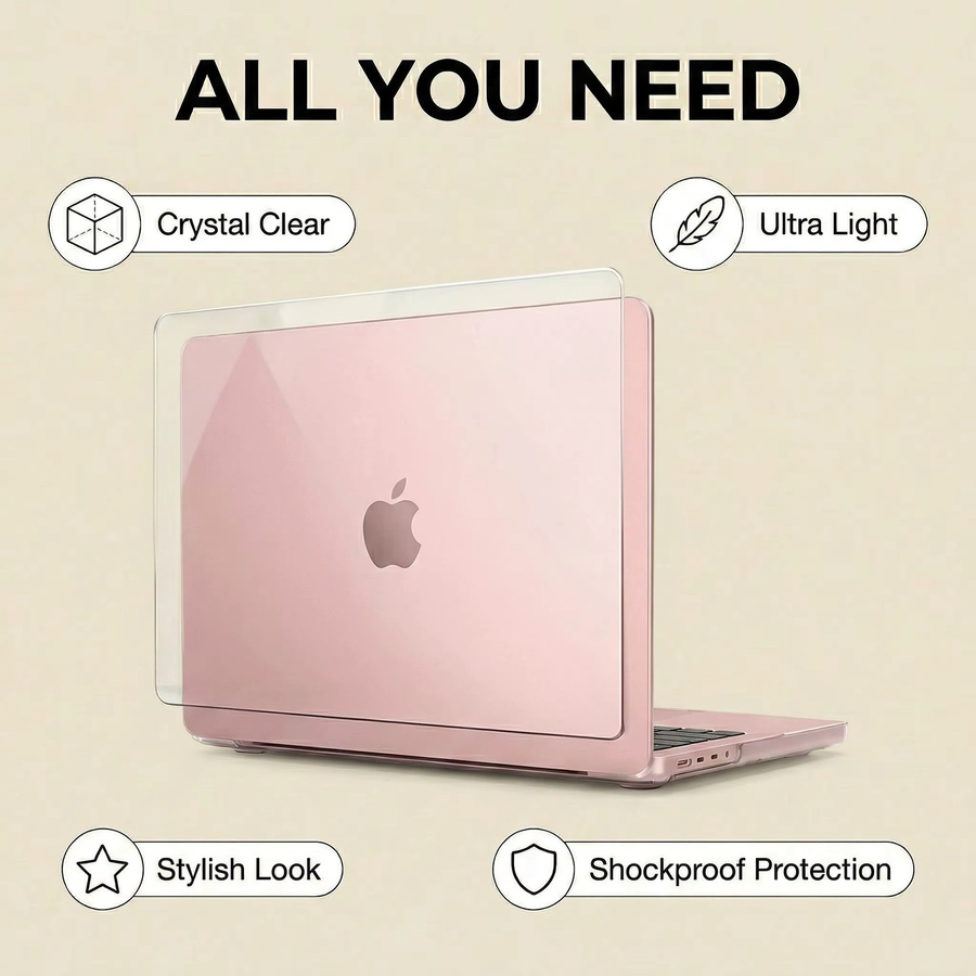 EGYAL Laptop-Hülle für MacBook Neo A18 A3404, 13 Zoll, ultradünn, transparent oder pink - Bild 4