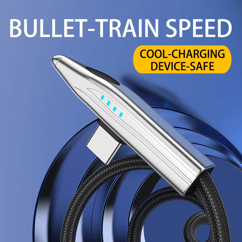 NNBILI Hochgeschwindigkeits-Train LED Schnelllade-Datenkabel USB-A auf USB-C in Silber für Huawei und OPPO - Bild 3