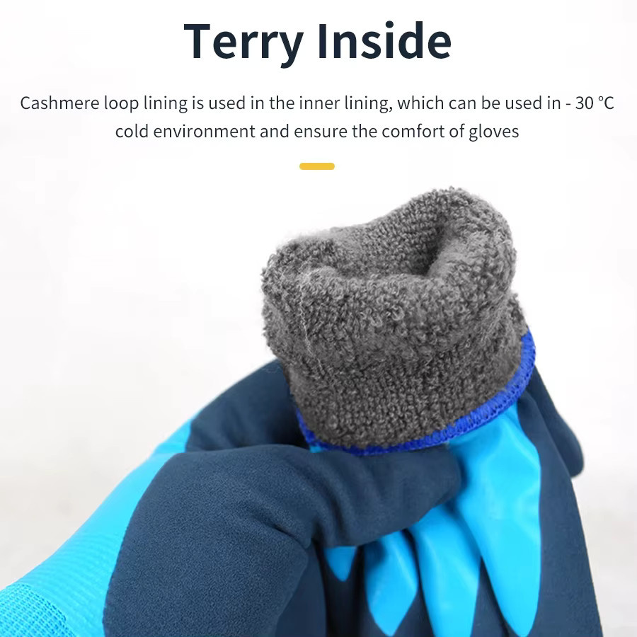 Karocola Kältebeständige Arbeitshandschuhe aus Baumwolle für bis zu -30 Grad, winddicht und unisex, Blau/Schwarz - Bild 4