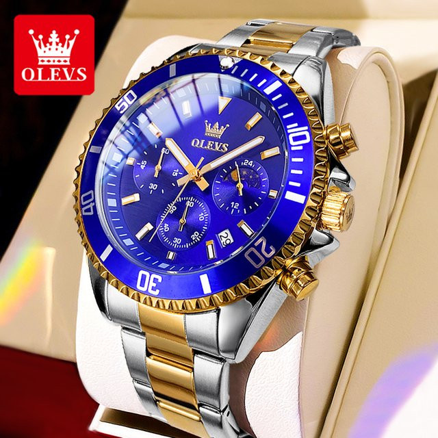 OLEVS Armbanduhr, Quarz, Edelstahl, Mondphase, 42,5 mm, Herren - Bild 1