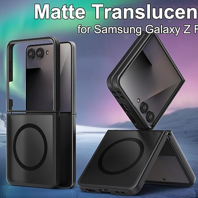 UYUXIO Magnetische Kabellose Ladehülle für Samsung Galaxy Z Flip 7, Schlanke Robuste Durchsichtige Abdeckung in Transparent oder Schwarz - Bild 1