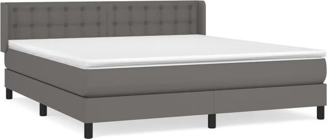 vidaXL Boxspringbett mit Matratze in Grau aus Kunstleder, Hybridbett mit Taschenfederkern, B/T/H: 160 x 200 x 78 cm - Bild 1