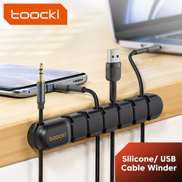Toocki Kabel-Organizer mit 3, 5 oder 7 Löchern zur Kabelaufwicklung und als flexible Kabelmanagement-Clips für deine Ladegeräte in Schwarz oder Weiß - Bild 1