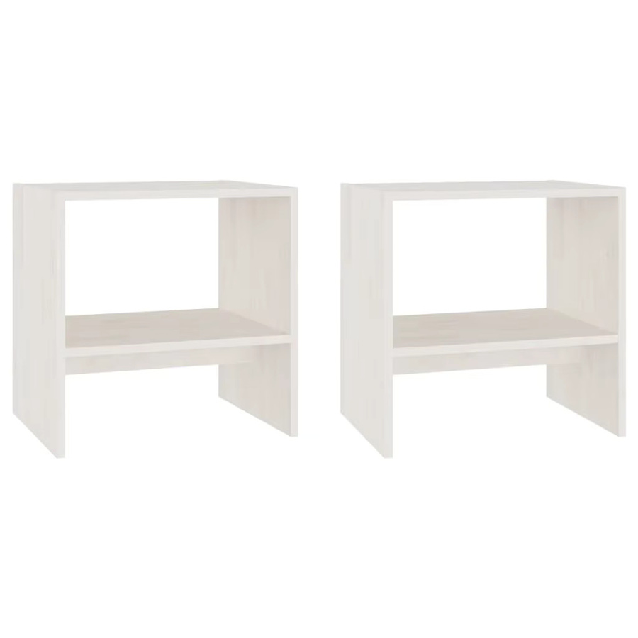 VIDAXL Nachttisch aus massivem Kiefernholz in Weiß und Braun, modern, B/T/H: 40 x 30,5 x 40 cm - Bild 1