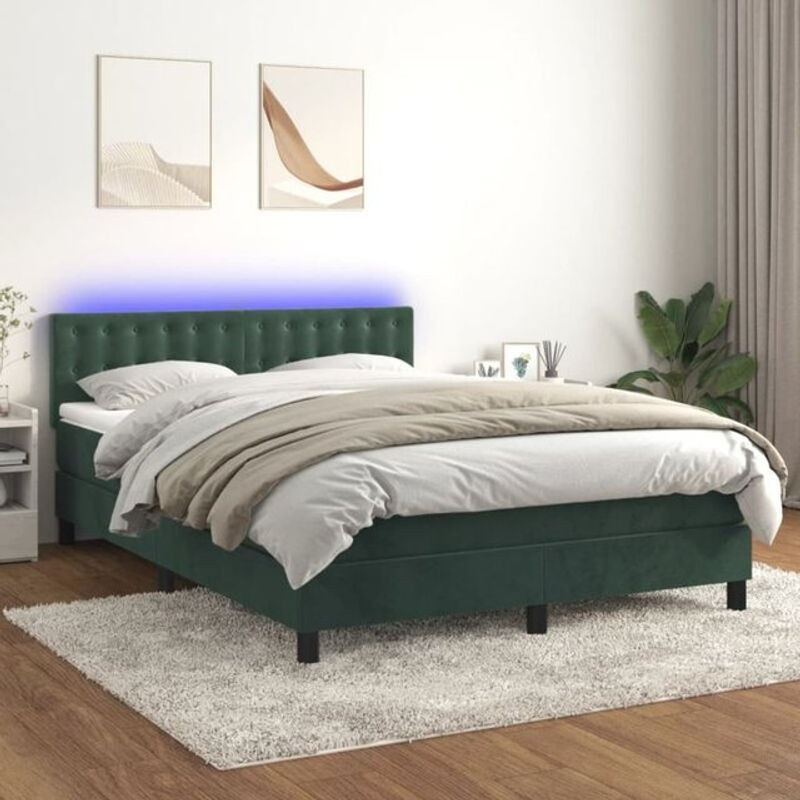 Vidaxl Boxspringbett mit Matratze aus Samt in Dunkelgrün B/T/H: 140 x 190 x 88 cm - Bild 1