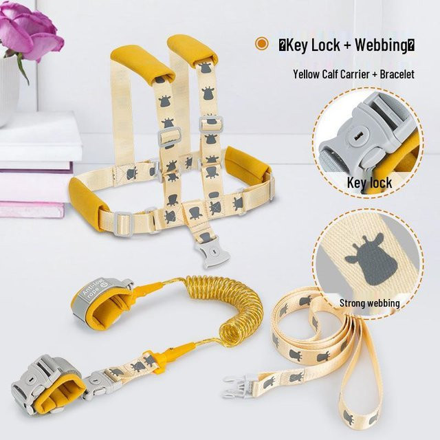 BabyBloom Shop Kindersicherer Anti-Verlust-Rucksack mit Handgelenkband in Gelb, 2m - Bild 1