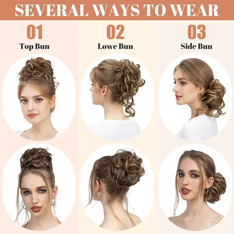ISIGROSI Haarteile Chignon, 2 Stück, kurze gewellte lockige Synthetik, Damen - Bild 5