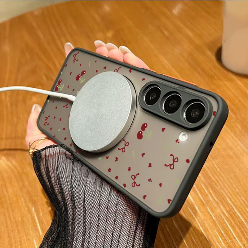 Magnetische Handyhülle mit Kirschmuster für Samsung Galaxy S26 S25 S24 S23 Ultra S25 S24 FE A17 A37 A56 A55 A36 A16 in Schwarz - Bild 2