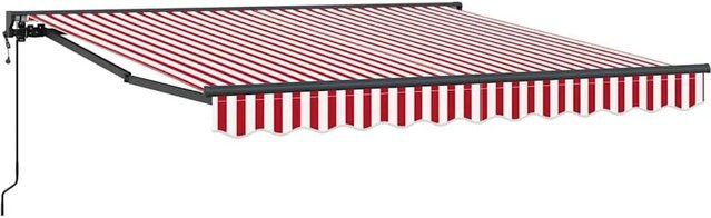 vidaXL Einziehbare Markise Rot-weiß aus Polyester und Metall, B: 300 cm, T: 250 cm - Bild 1