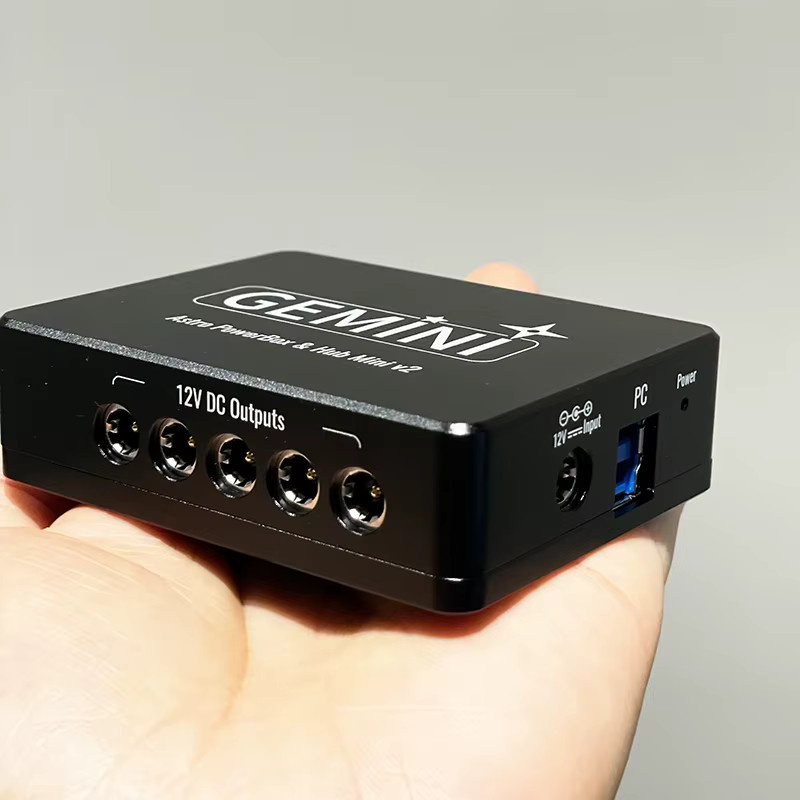 GEMINI Astro Neue Astronomie Power Box Mini V2 HUB mit DC und USB 3.1 Hochgeschwindigkeits-Leseausgang für Astrofotografie in Schwarz - Bild 2