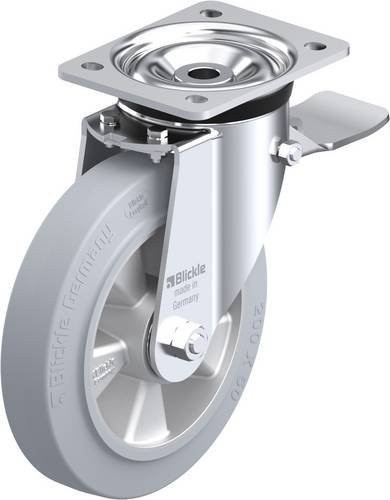 Blickle Lenkrolle LK-ALEV 200K-ST-SG mit Feststeller in Silber und Grau, Rad-Durchmesser: 200 mm, Tragfähigkeit: 500 kg - Bild 1