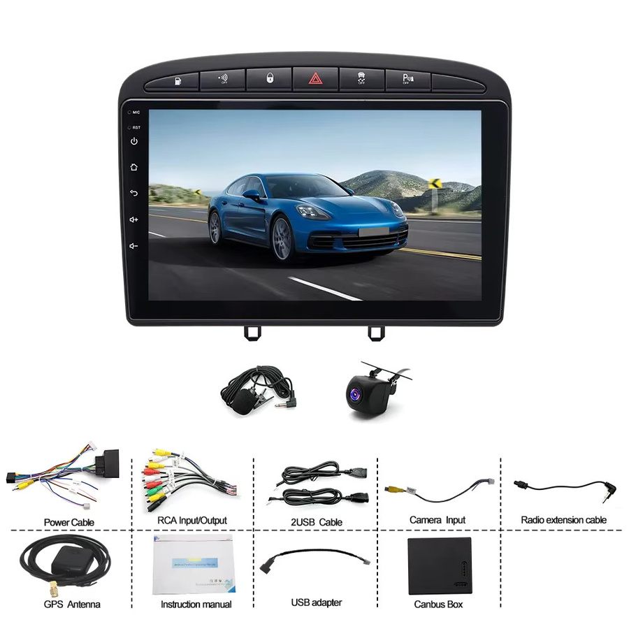 Carplay Autoradio-Player für Peugeot 308 2007-2015 mit Android 13, GPS-Navigation und Multimedia-Funktionen, Schwarz - Bild 5