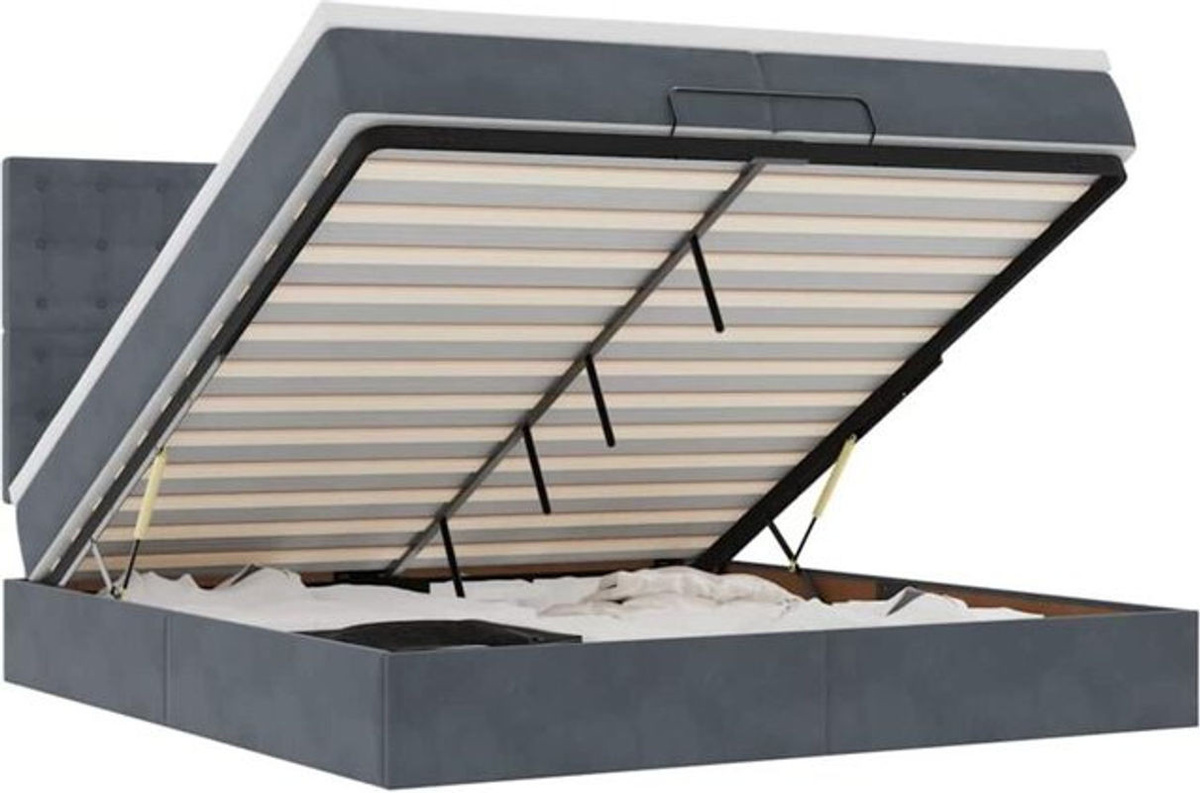 Vidaxl Ottoman Polsterbett mit Matratze aus Samt in Dunkelgrau B/T/H: 200 x 200 x 128 cm - Bild 1