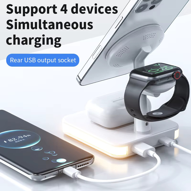 VIKEFON 3-in-1 Magnetisches Kabelloses Ladegerät für iPhone, AirPods und Apple Watch in Weiß - Bild 2