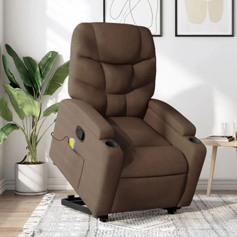 vidaxl Relaxsessel Massagesessel mit Aufstehhilfe in Braun aus Stoff - Bild 1