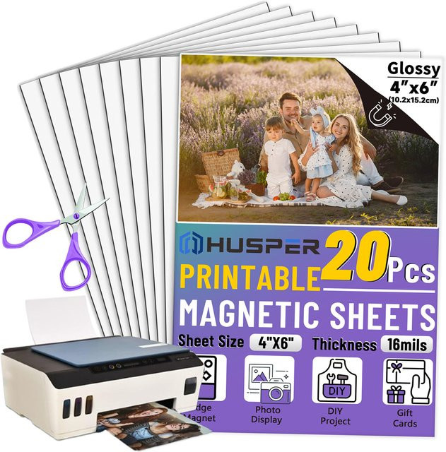 ESHANG Magnetische Fotopapiere für Tintenstrahldruck, Glänzend, Weiß, 10x15 cm, 10 Stück - Bild 1