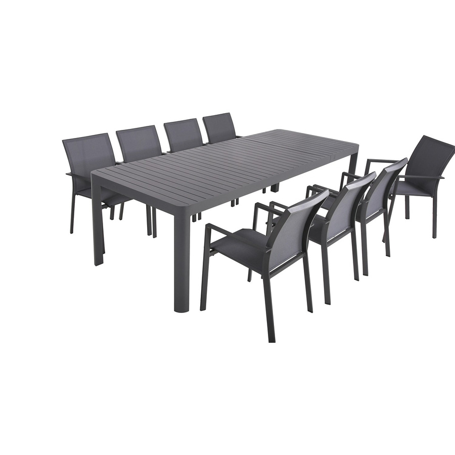 Garden Pleasure Gartenmöbel-Set Amira 9-teilig in Anthrazit aus Aluminium und Kunststoffgewebe - Bild 2