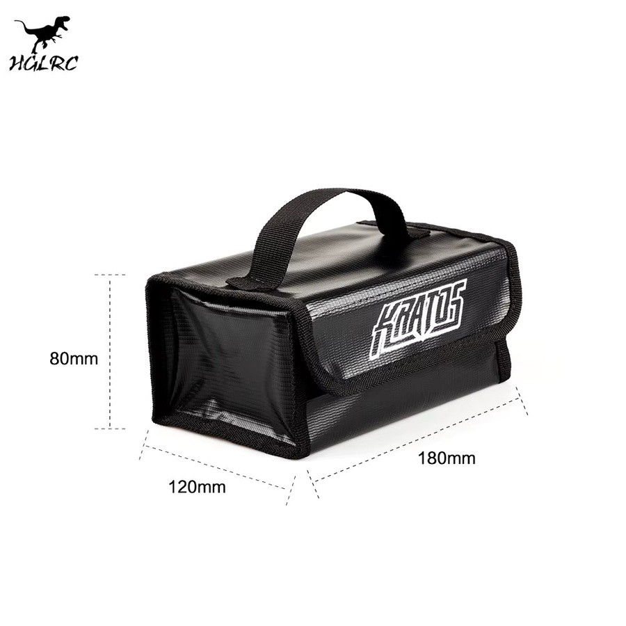 HGLRC KRATOS feuerfeste und explosionsgeschützte Lipo-Ladesack Tasche für RC-Modellflugzeuge und FPV-Renndrohnen, Schwarz, H x B x T: 80 x 120 x 180 mm - Bild 3