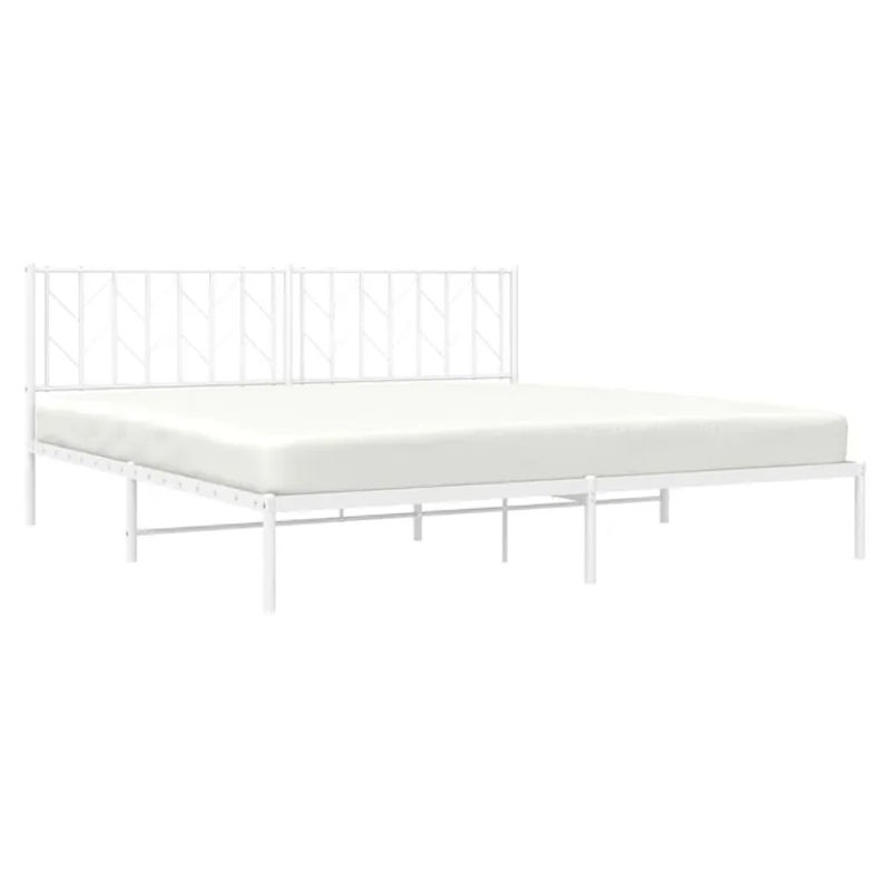 Vidaxl Metall-Bettgestell mit Kopfteil in Weiß, B/T/H: 193 x 203 cm - Bild 3