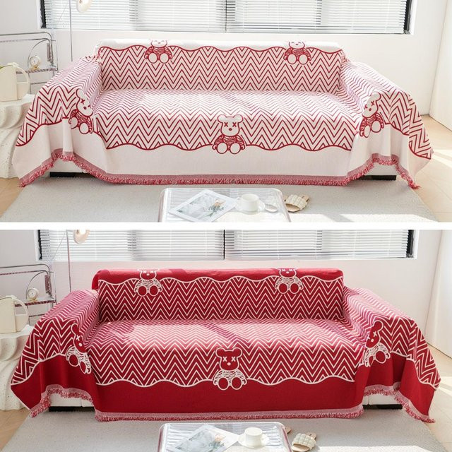 Super Six Gestreifte Sofadecke aus Chenille, doppelseitig und knitterfrei, B/T: 180 x 130 cm - Bild 1