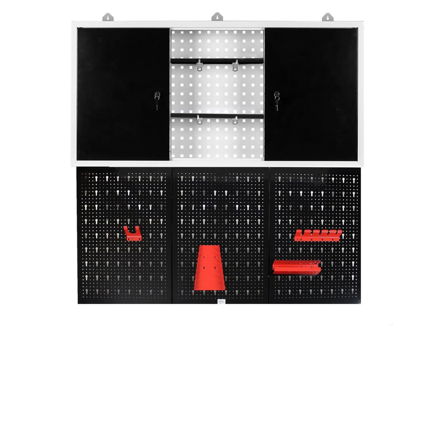 XPOtool Werkzeugwand und Werkzeugschrank Set aus Stahl für Werkstatt und Garage, Rot-Schwarz, H x B x T: 190 x 120 x 60 cm - Bild 2