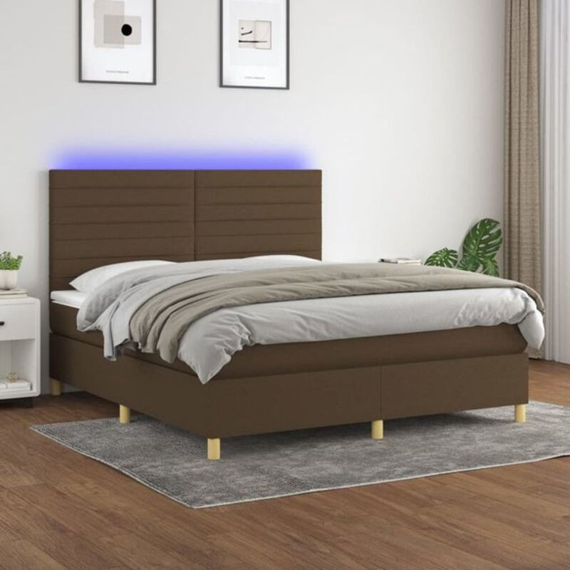 vidaxl Boxspringbett mit Matratze in Braun aus Stoff und Holzwerkstoff B/T/H: 160 x 200 x 118 cm - Bild 1